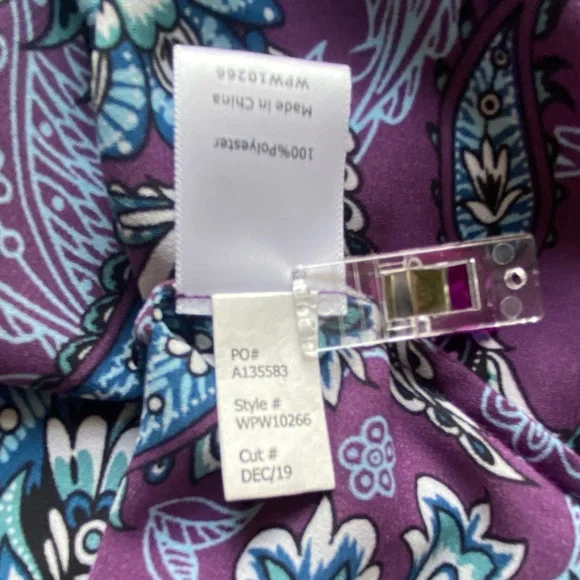 NWT 41 Hawthorn Trina Bell Sleeve Purple Paisley Print Blouse Size 2X NWT - Picture 11 of 15
